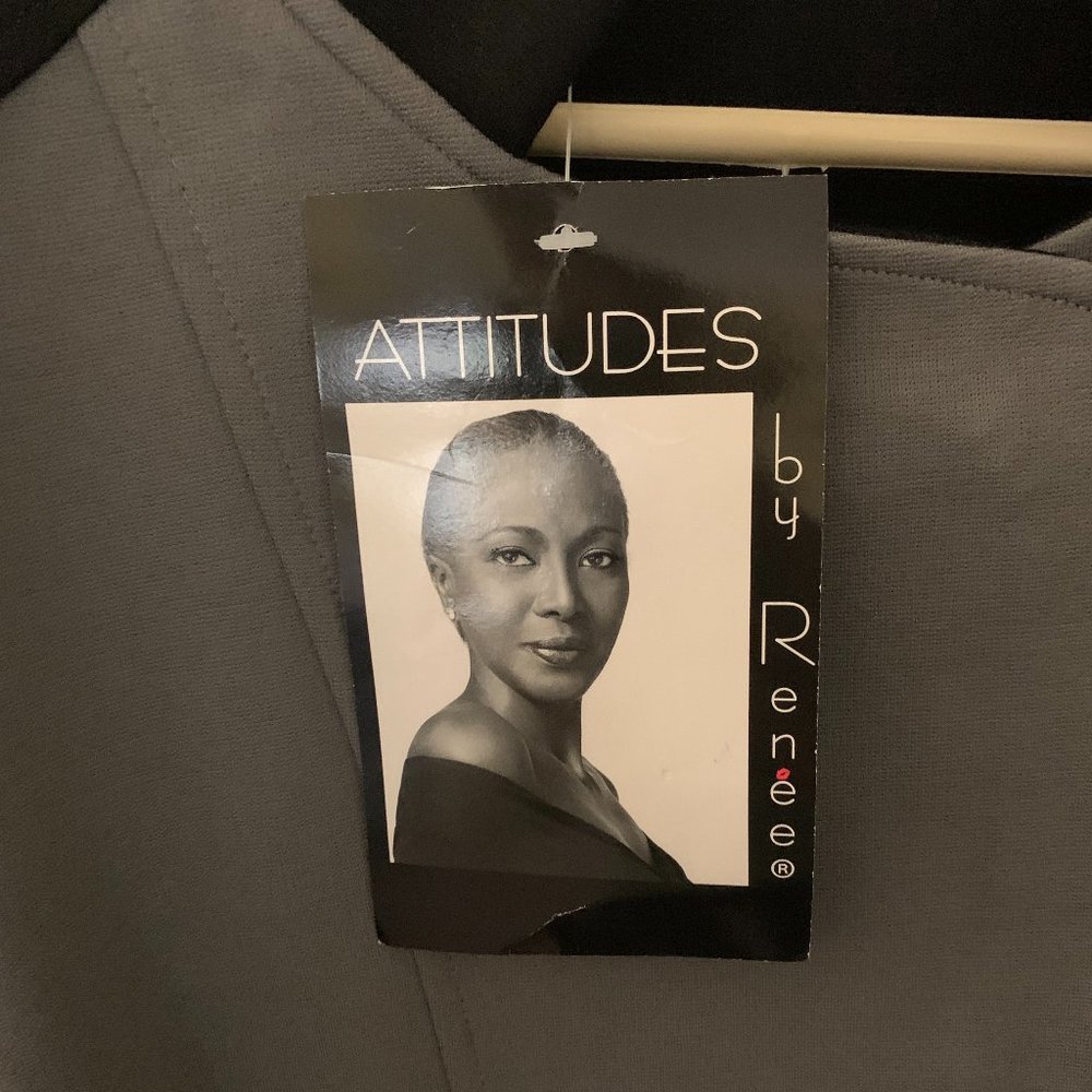 New Attitudes by Renee Gray And Black Zippered Jacket Size Large - Picture 4 of 13